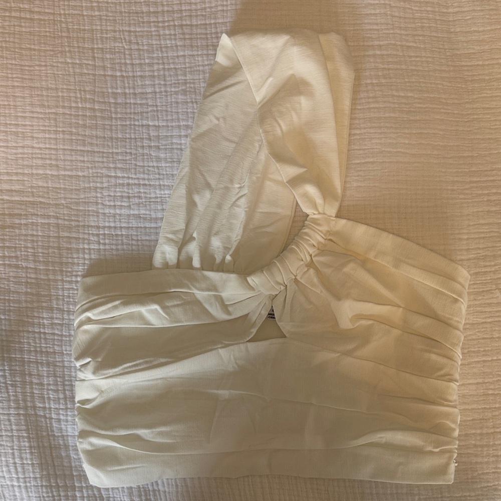 Emory Park Cream One-Shoulder Top